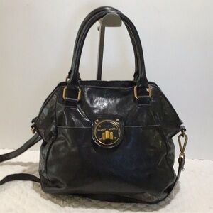 Elliot Luca shoulder Crossbody black leather bag front pocket back pocket